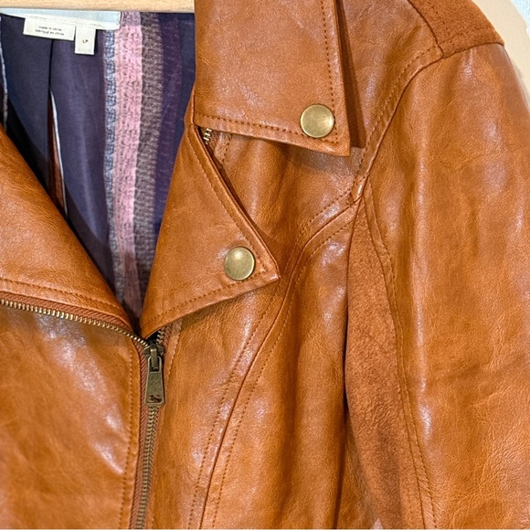 Anthropology Faux Brown Petite Large Leather and Suede Jacket - Picture 4 of 11